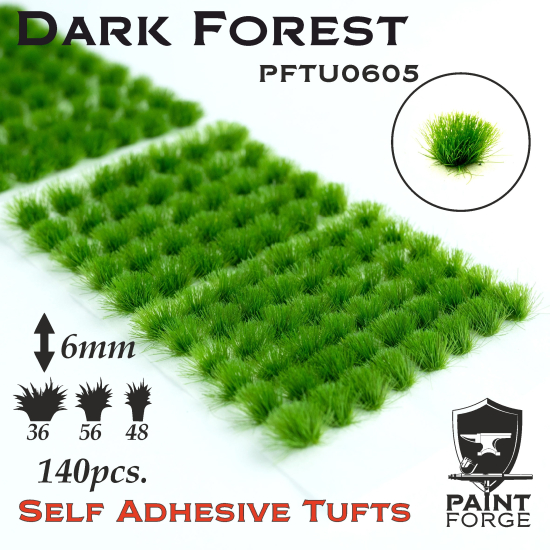 Paint Forge kępki trawki Dark Forest- 140sztuk / 6mm